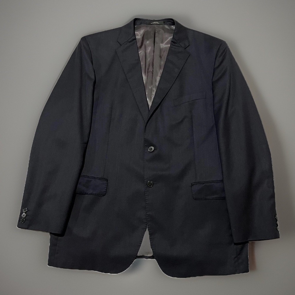 Ermenegildo Zegna Mens Navy Blue Modern Single Breasted Sport Coat Blazer 46R